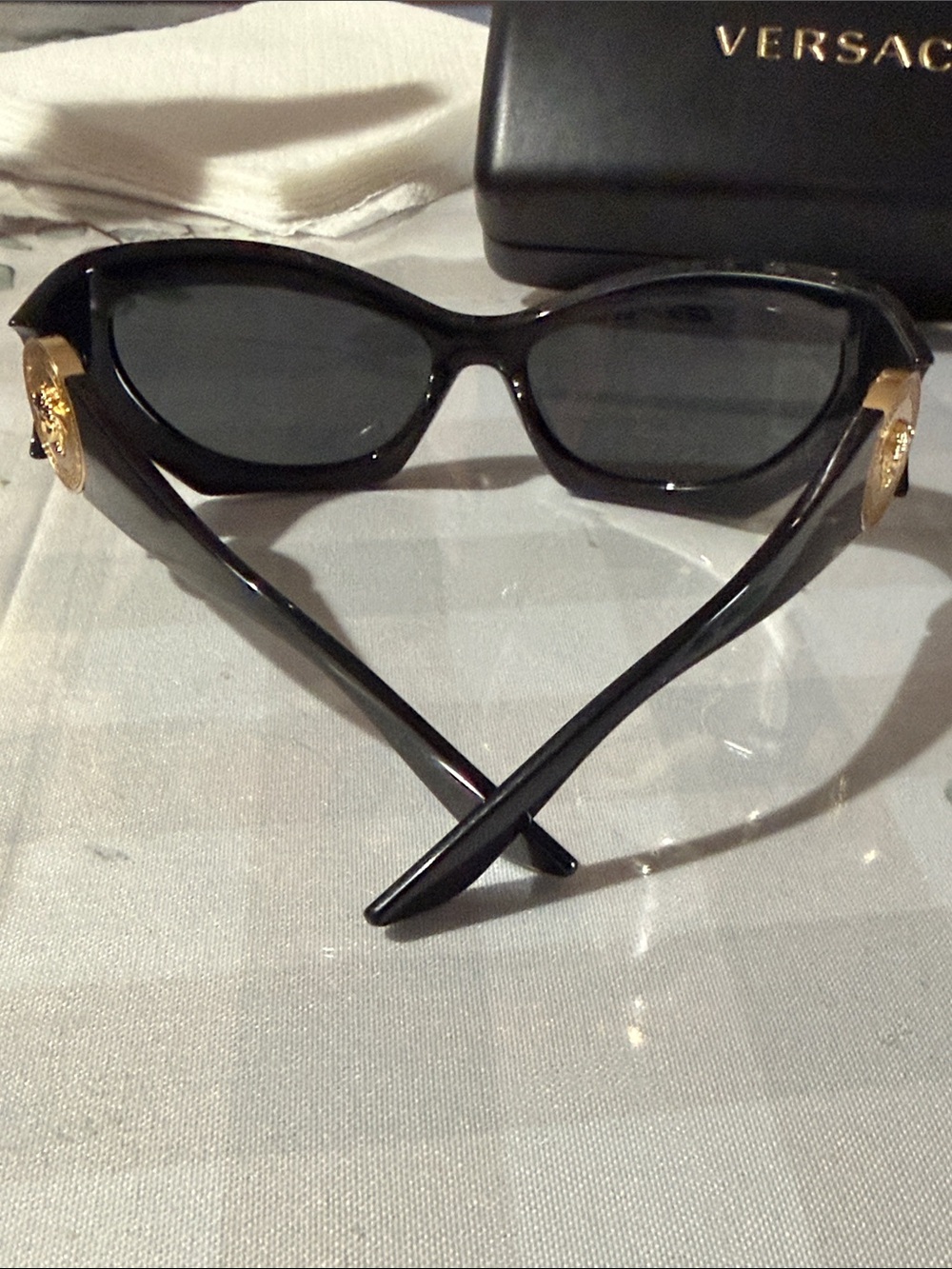 Versace Women's Black Oversized Cat-Eye Sunglasses - Picture 4 of 9